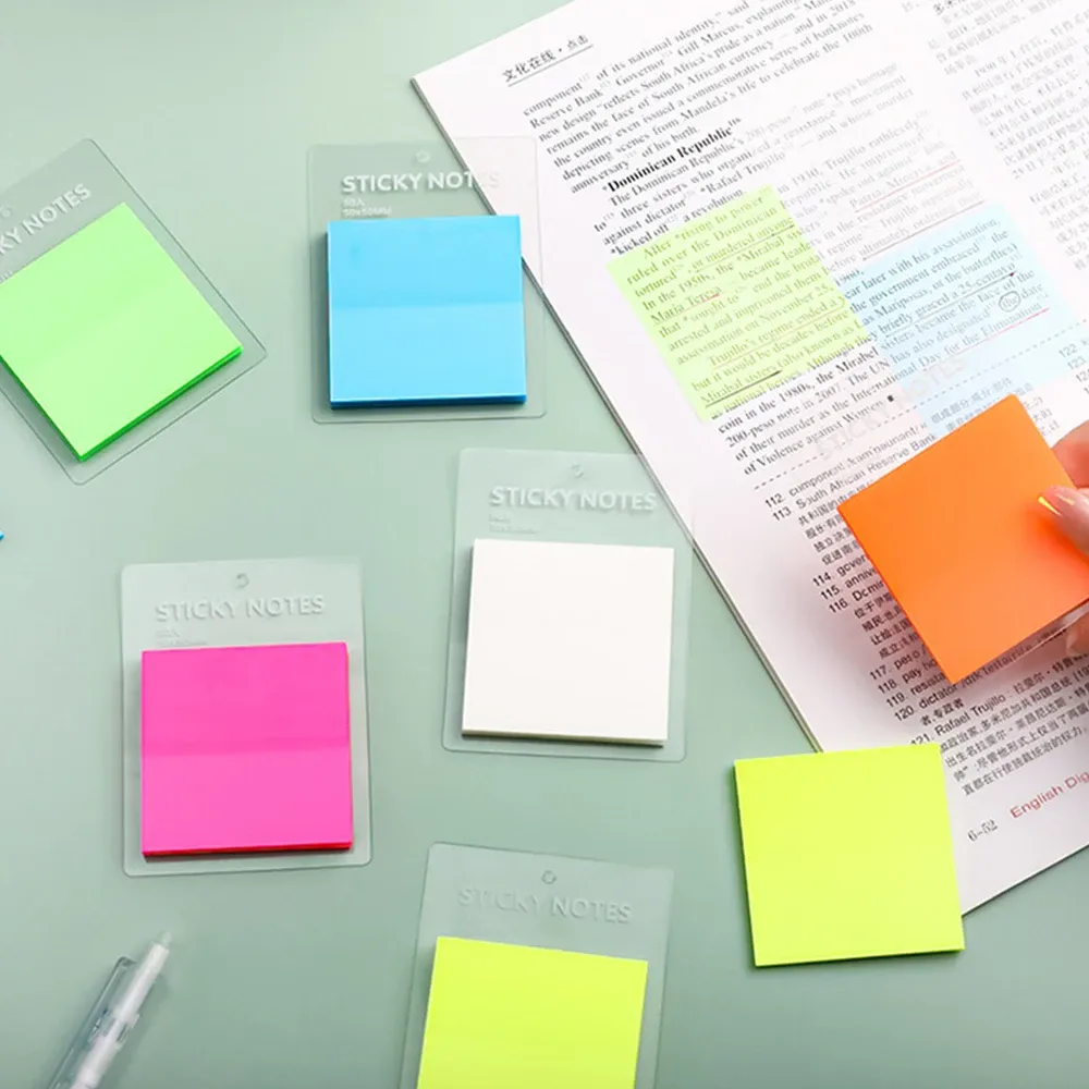Transparent Candy Color Sticky Notes Memo Pad Self-Adhesive Notepad for ...
