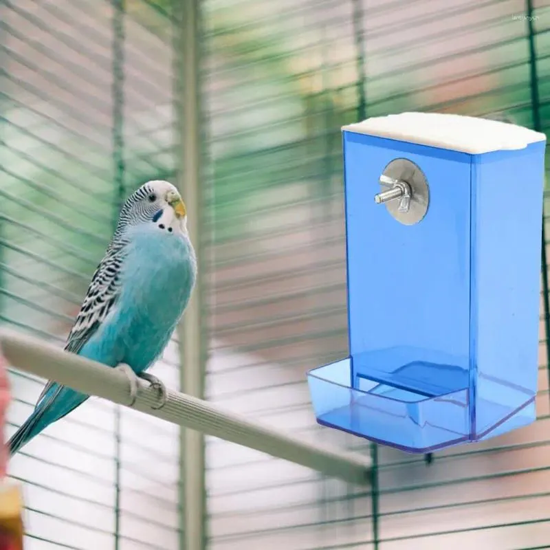 Andere vogelbenodigdheden Feeder met stofdichte deksel automatisch helder anti-spill mount budgie cockatiel aanhouden voedseldispenser huisdier