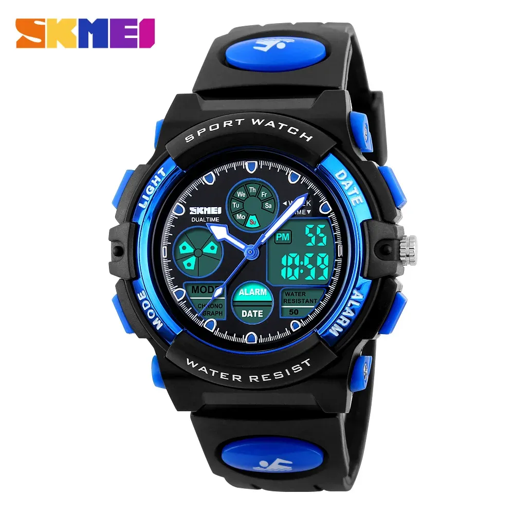 Skmei Kids Digital Sports Watch Double Display Imperproof Electronic Quartz Watches Multi disthction Children s Wrist Wrists for Girls and Boys