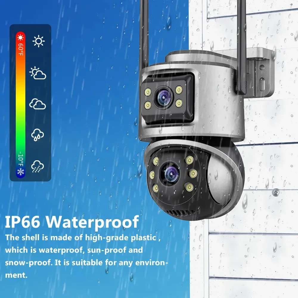 8MP Outdoor WiFi PTZ IP Security Camera Dual Lens Dual Screen Auto ...