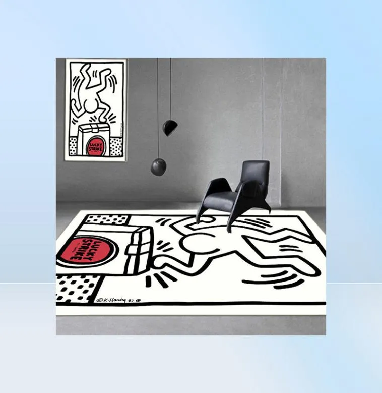 Teppich Keith Haring Unordentliches Puzzle -Fläche Teppich Fußboden LUXURY Wohnzimmer Schlafzimmer Nachtler Fenster 2210177373333