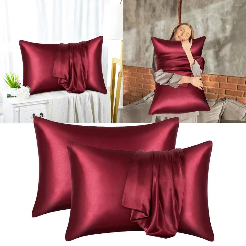 Pillow 2PC Imitation Silk Pillowcases El Case Solid Color Cases For Living Room Bedroom Cover Home Decor