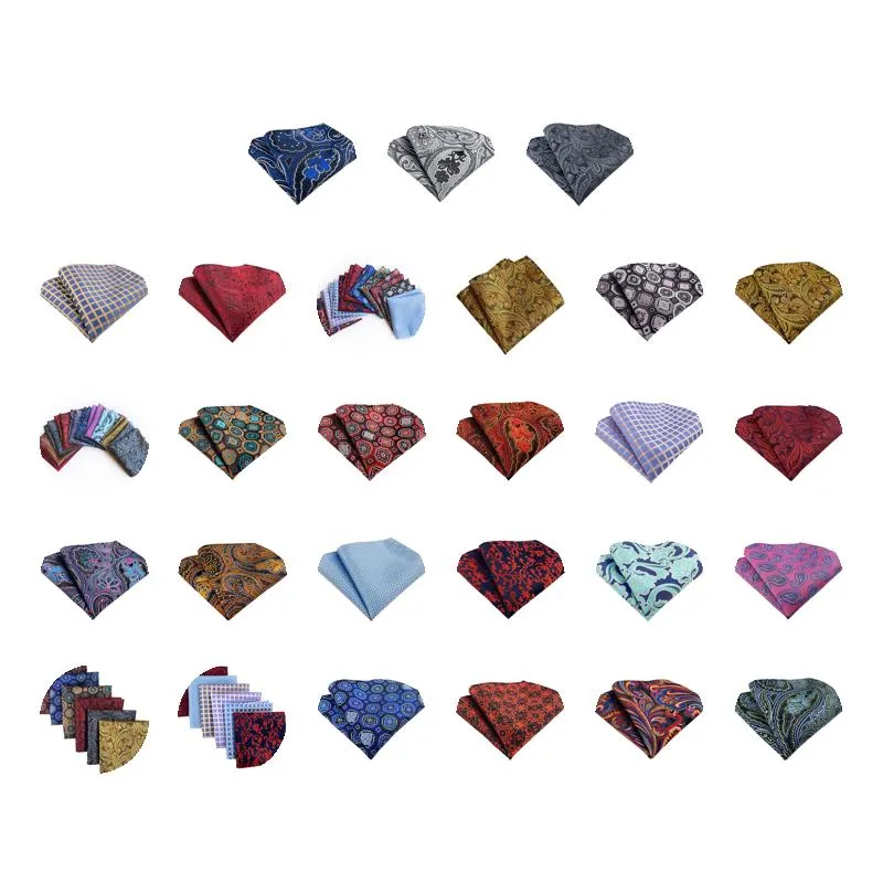 Nekbanden modieus pak mannen paisley tie patroon pocket square zakdoek zijden hankies voor drop levering mode accessoires ot1wn