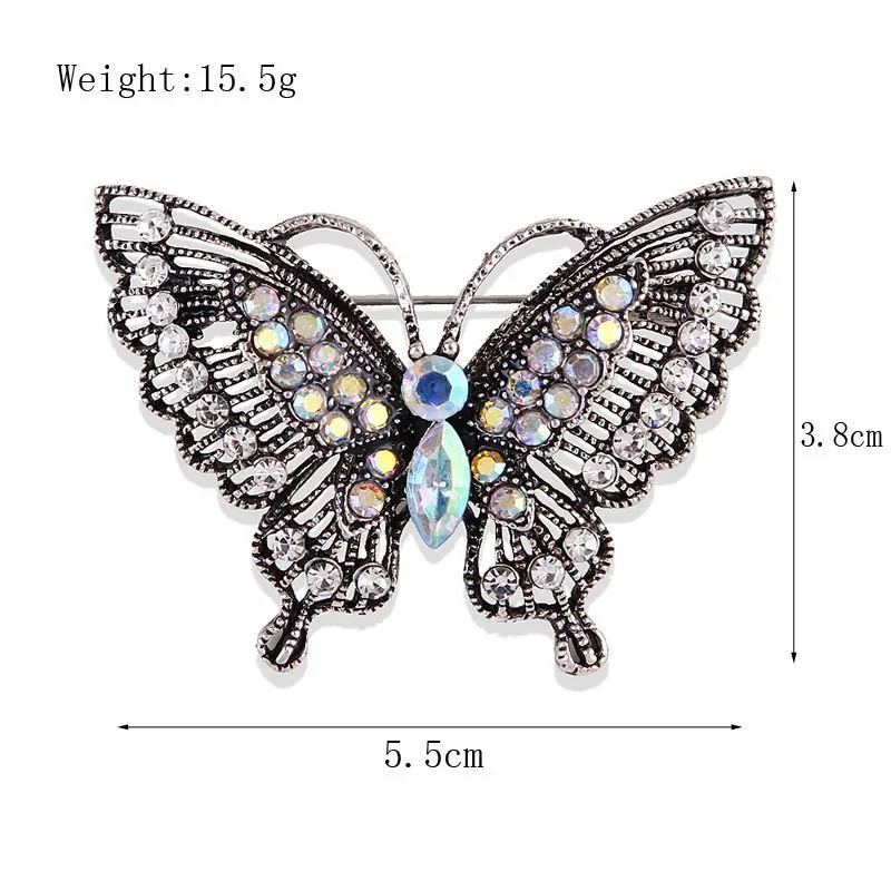 Vintage Rhinestone Butterfly Designer broches voor vrouwen groene kleur kristallen borstpen elegante corsage dames sieraden cadeaus ornamenten