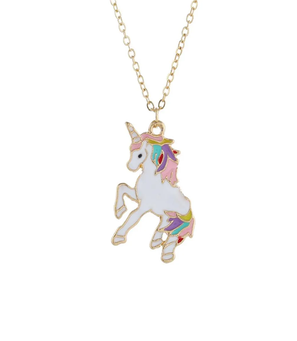 Nouvelle déclaration originale émail Unicorn Horse Kids Collier Pendants Femmes Chaîne Collier Bijoux Accessoires entièrement 9849771