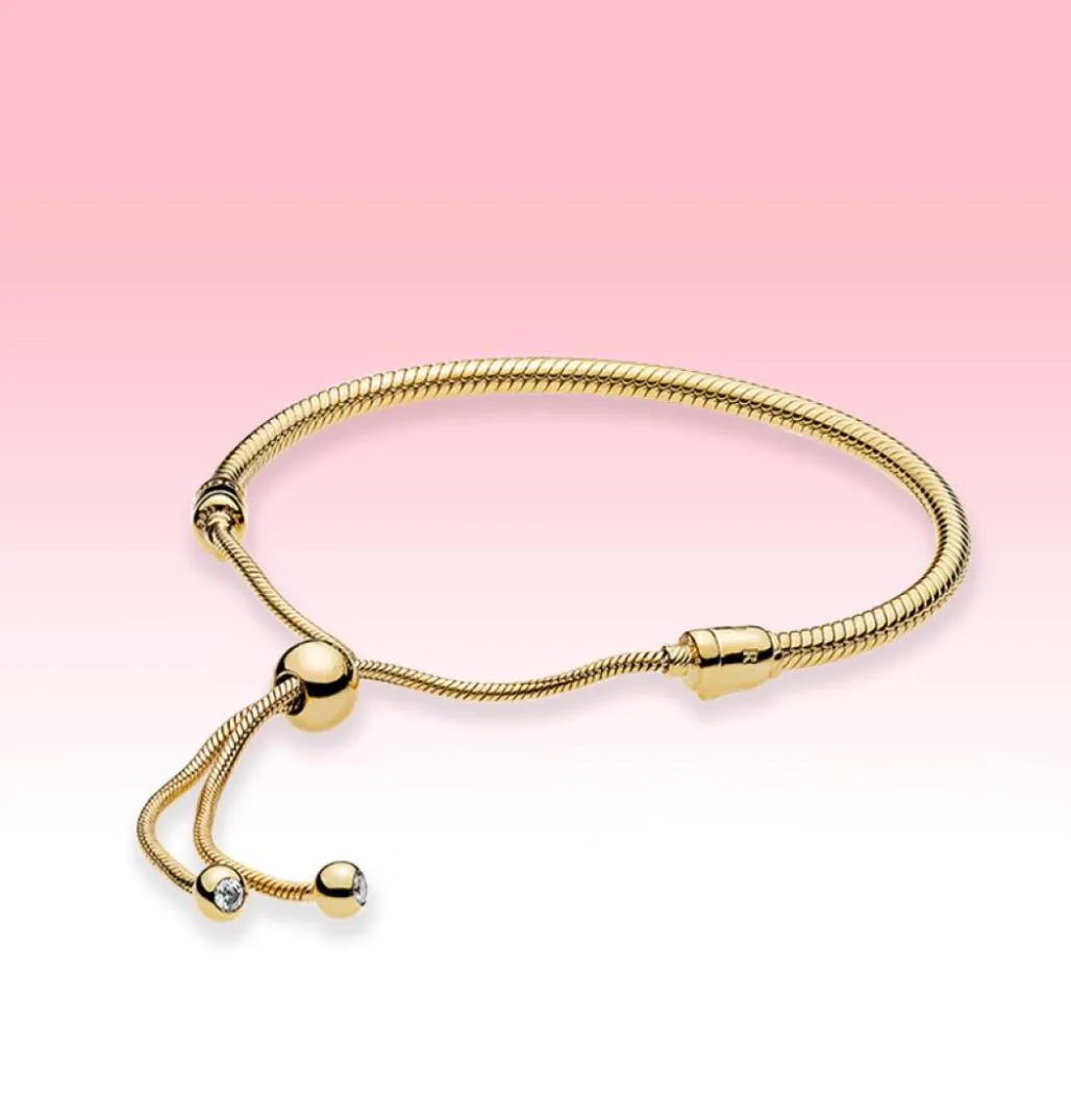 Bracelet à chaîne plaquée à or jaune Bracelet Chaîne de chaîne à main Taille réglable pour 925 Bracelets en charme en argent avec Box9953919 d'origine