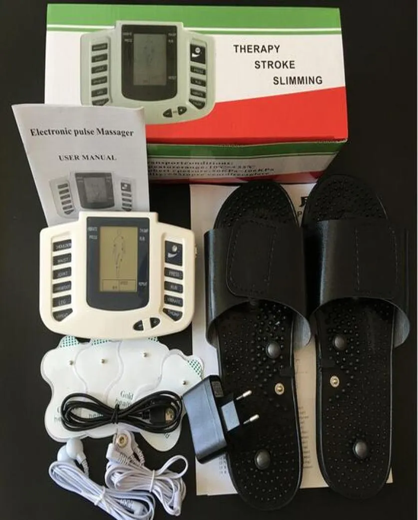 TENS -eenheid en EMS -spierstimulator Elektrisch volledige lichaam Relax Massager Stimulator Puls Acupunctuur Pijn Verlichting met voettherapie9571055