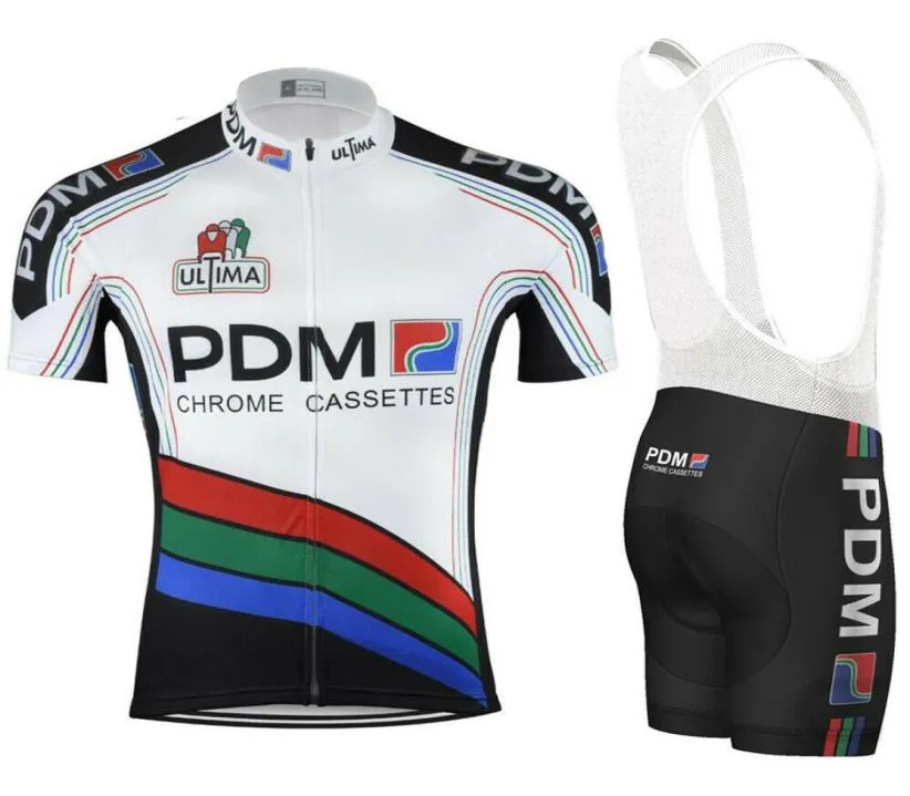 1988 PDM Ultima Chrome Cassettes Korte mouw Cycling Jersey 19D Pad Pants Suit Men039S Summer MTB Pro Bicycling Shirts Maillot7555935
