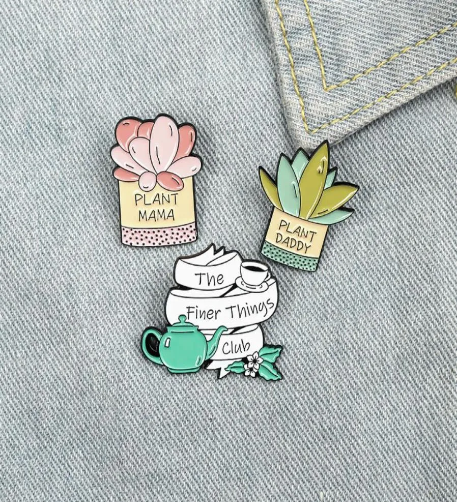 Dessin animé créatif Plantes de personnage mignonnes épingles en émail rose théme green therme papa maman cactus broches cadeau pour les épingles de revers d'amis vêtements 7989990