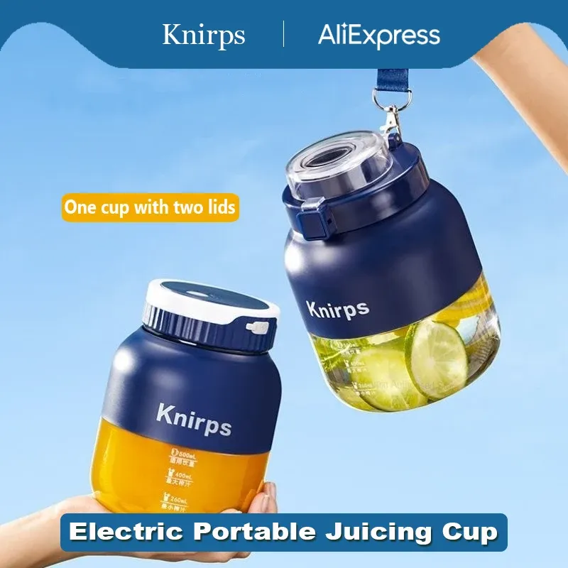 Juicers knir portable Electric Juicer Machine 500 ml med dubbla kopplock mini trådlös mixer för hemkök utomhus sport resor