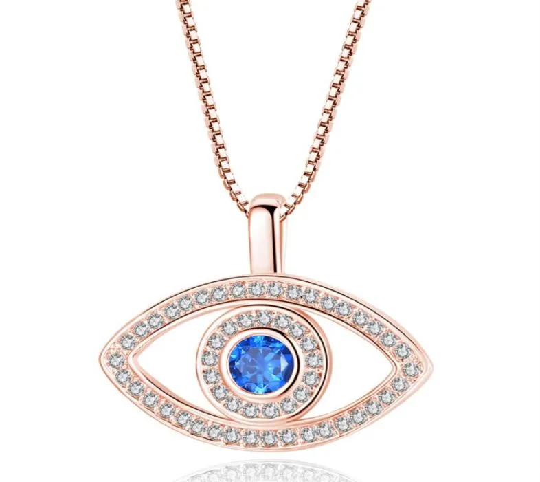 Blue Evil Eye Pendant Necklace Luxury Crystal CZ CLAVICLE NACKLACE Silver Rose Gold Jewelry Third Eye Zircon Necklace Fashion Birt5733477