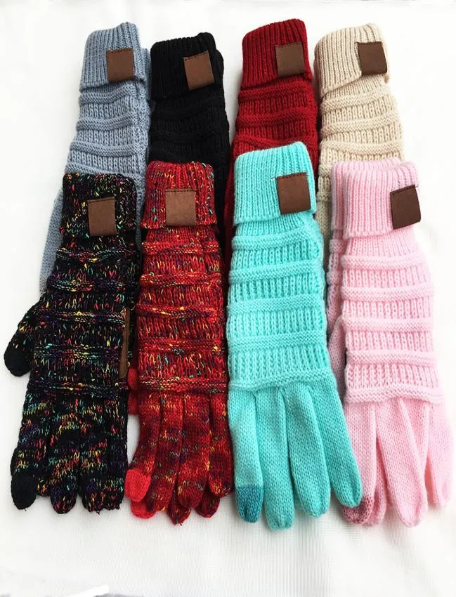 Unisex with tag gloves Wool knitting Autumn winter warm gloves big children boys Girls Mittens 15 Colors Touch screen Crochet Glov3323346