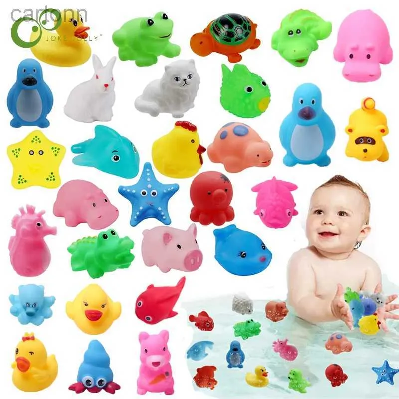Игрушки для ванны 10шт/сет детские милые животные игрушки для бан в ванне плавание водяные игрушки мягкие резиновые поплавок звук звук детские мыть