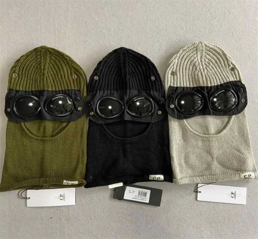 Fashion two lens windbreak hood beanies outdoor cotton knitted men mask casual male skull caps high quality hats41524245413342
