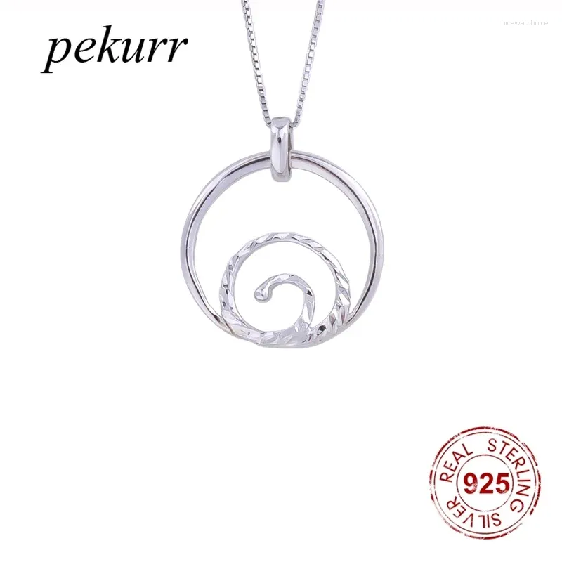 Pendants Pekurr 925 Sterling Silver Big Round Circle Ring Swirl Necklaces For Women Geometry Fashion Jewelry Accessories