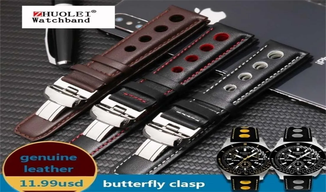 Watchband 20mm äkta läderrem för PRS516 Mens Watches Band med Butterfly Clasp Black Brown Soft Cowhide Belt 2207065862720