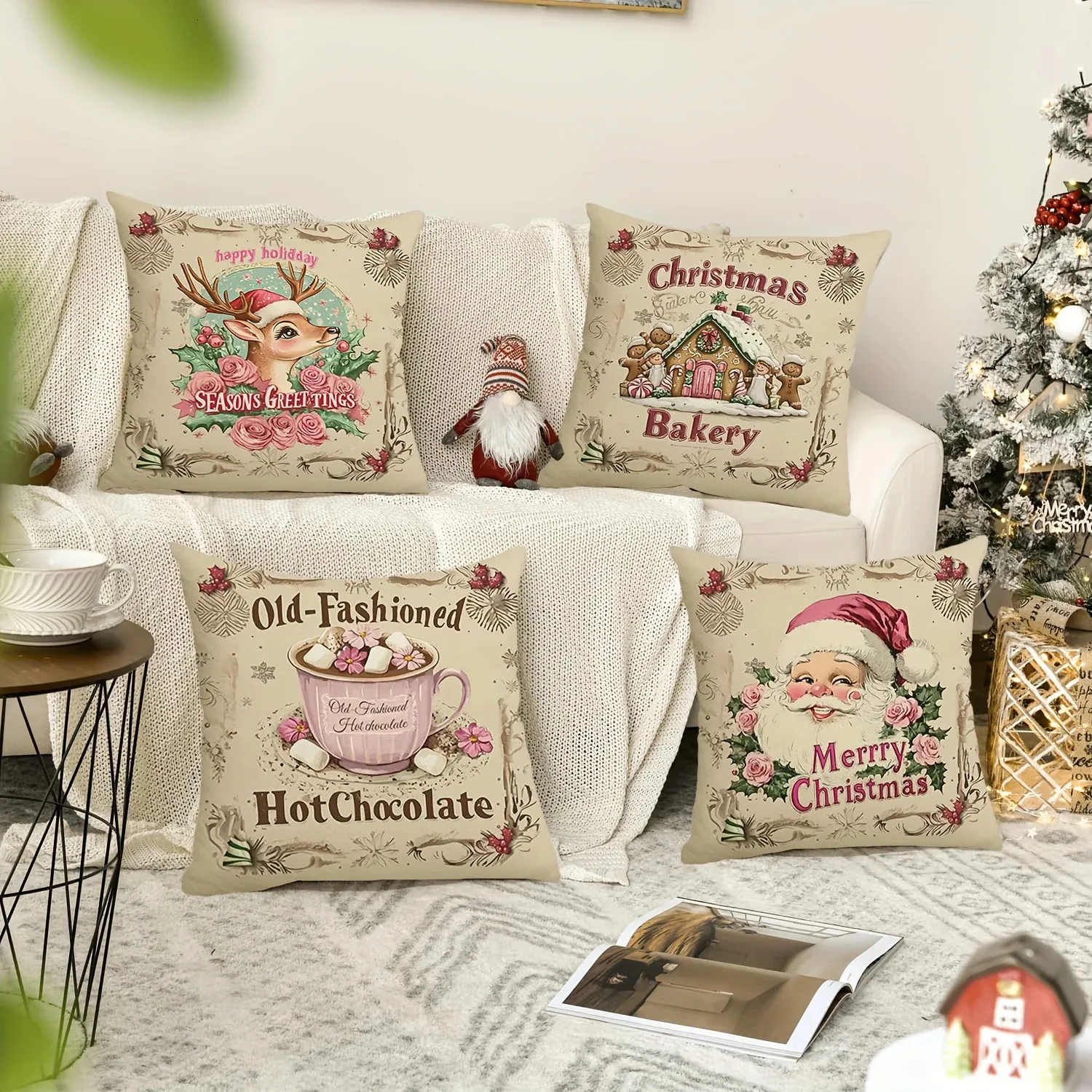 SEGXCFL Velvet Christmas Pillow Covers 18x18, Black Christmas Throw Pillow Covers