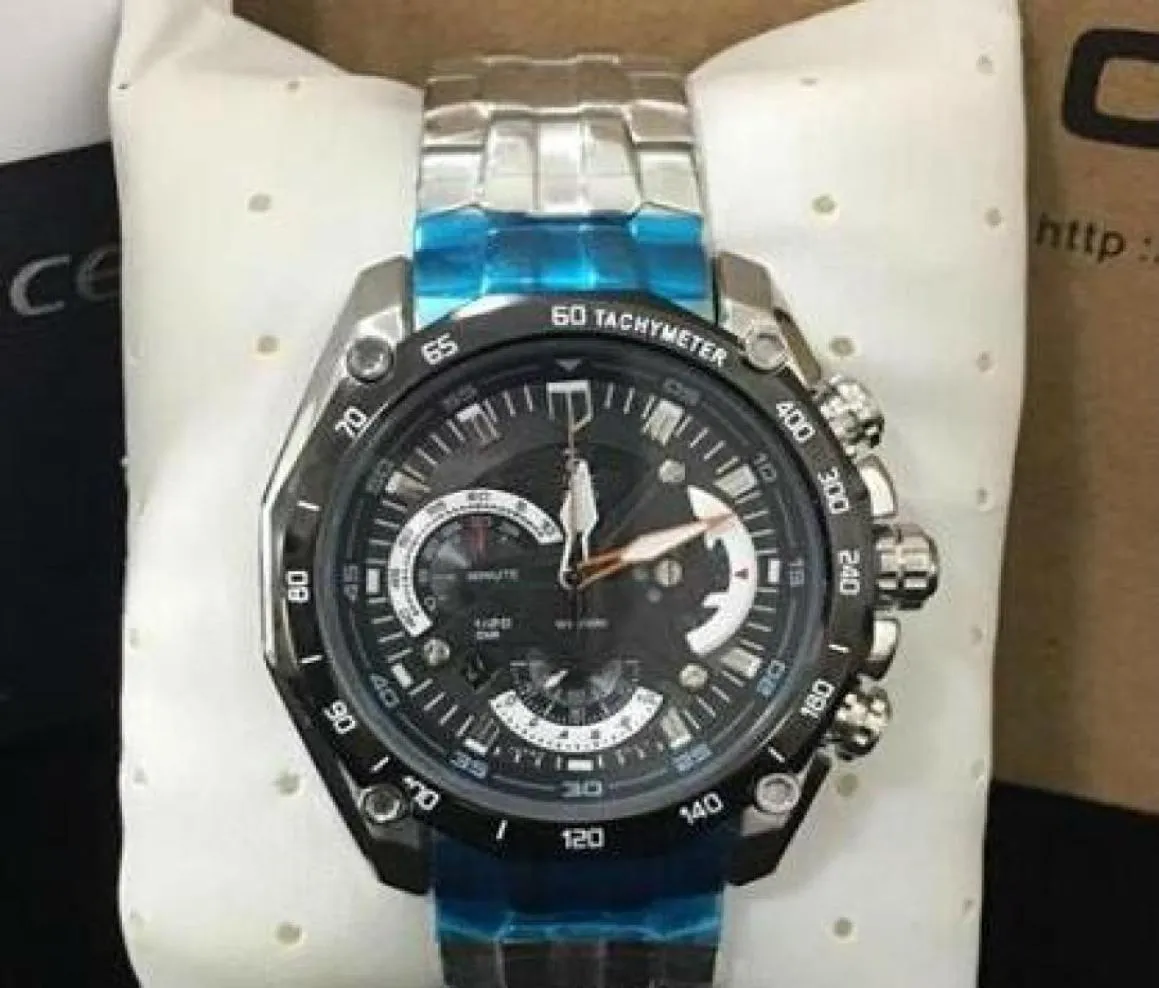 Classic Fashion Watch EFR550 Designer Watch Bull Steel Band para Man Quartz com caixa original set2577999