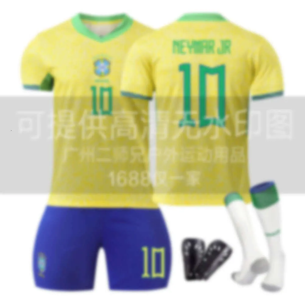 2024 Brasilien Home Neymar Erwachsener Kinderstudent Training Herren und Womens Cup Soccer Jersey