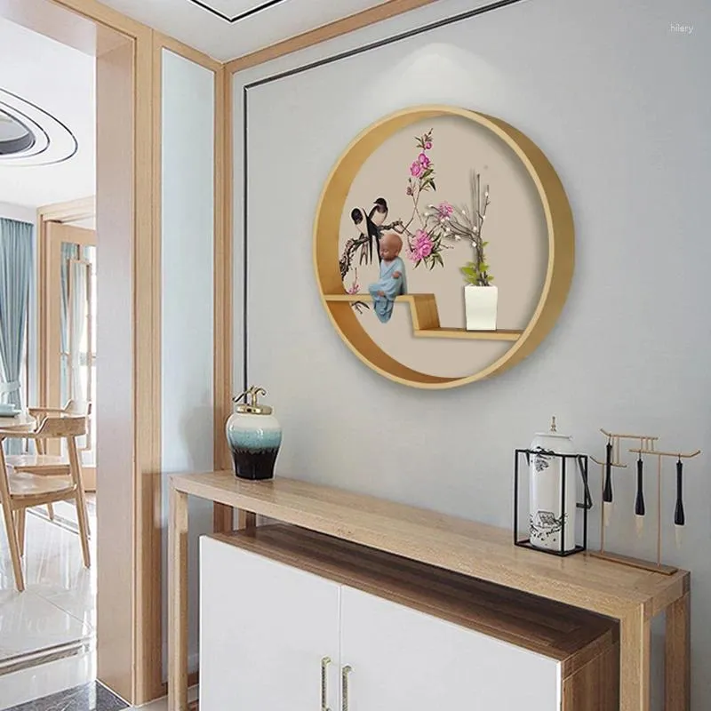 Platos decorativos de estilo chino estantes de pared circular