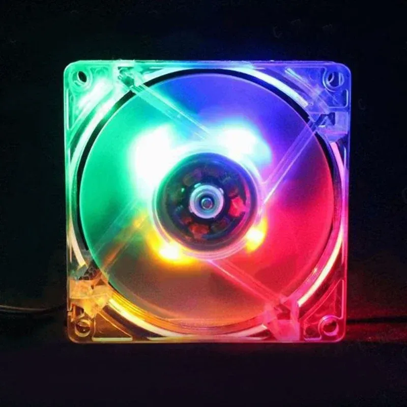 8 cm chassi fläkt med LED -färglampor datorradiator CPU -fläkt 80mm blå ljus kylfläkt led ultra tyst 8025 4d axiell fläkt