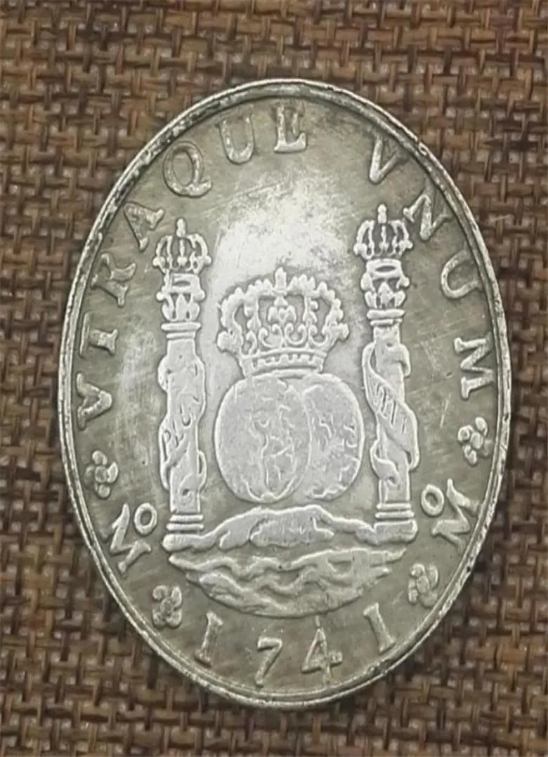 Hiszpańska podwójna kolumna 1741 Anticzna miedziana srebrna moneta zagraniczna srebrna średnica monety 38 mm5396254