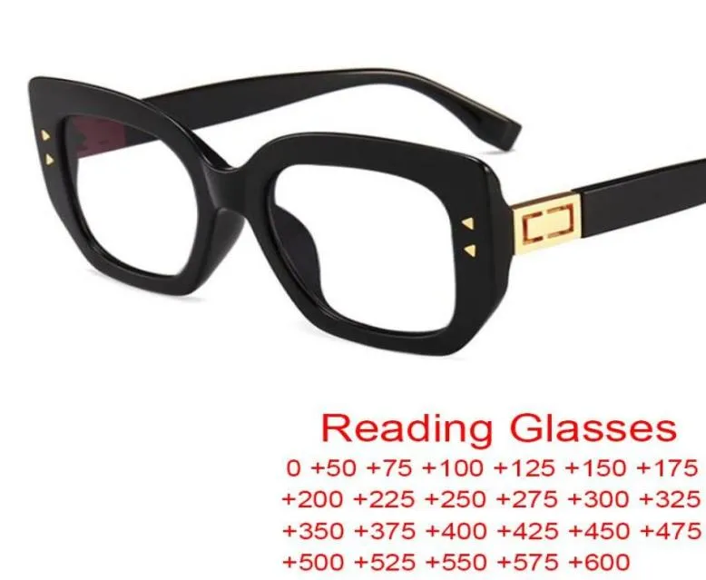Solglasögon Brand Fashion Square Reading Glasses For Women Optical Clear Large Frame Presbyopia Gereglasses Points 15 20 Anti Blue6859728