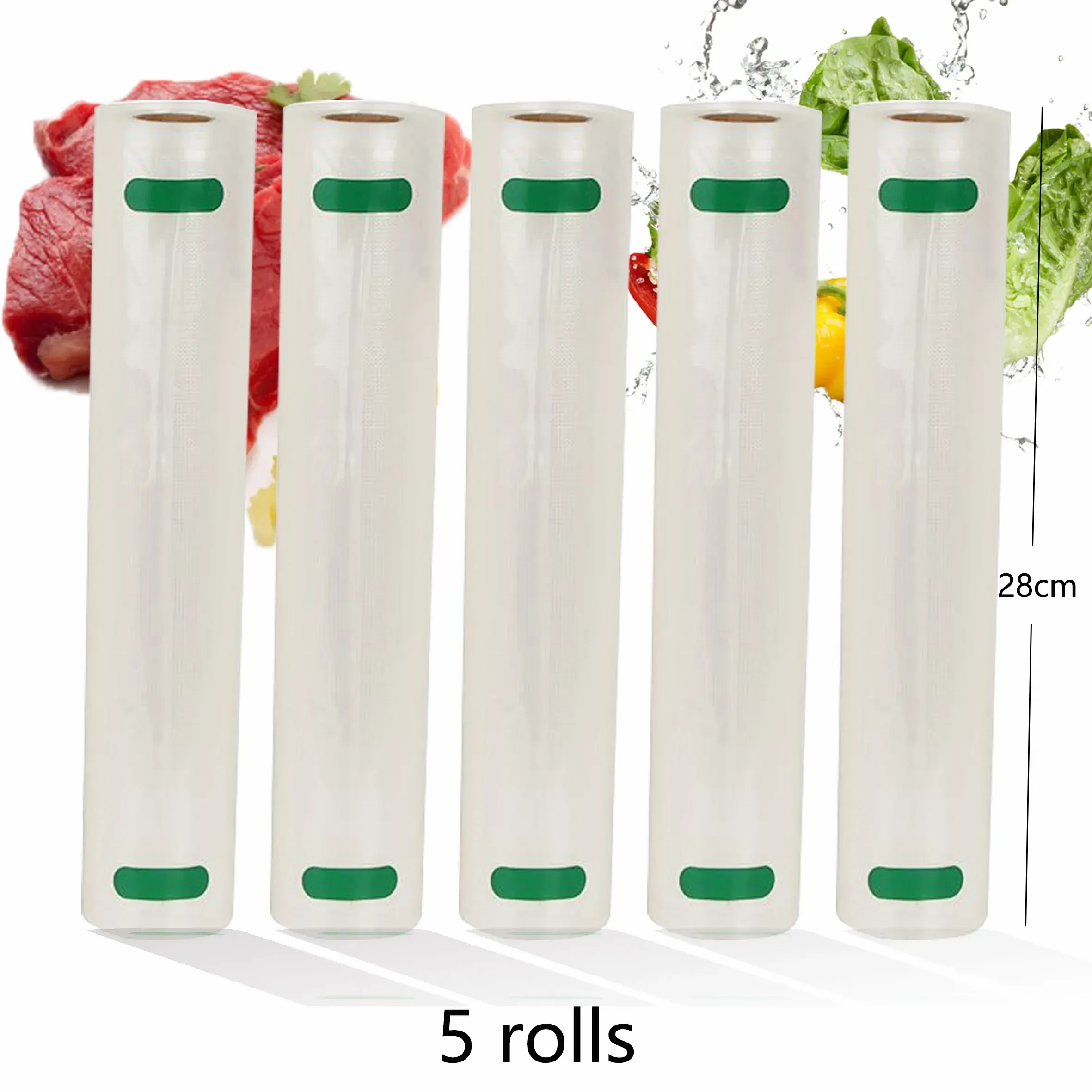 Maschine 28*500 cm Vakuumbeutelverpackung Rollen Vakuumversiegelungstaschen Aufbewahrungstaschen Lebensmittelbeutel für Lebensmittelverpackungsmaschine Sous vide