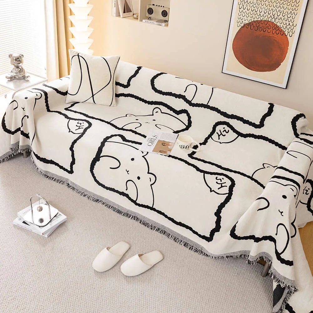 Chenille Cartoon Sofa Cover Cover Cloth All-Sezon Universal Nordic Anti Slip Cat Scratch Podusza Nowa modelu