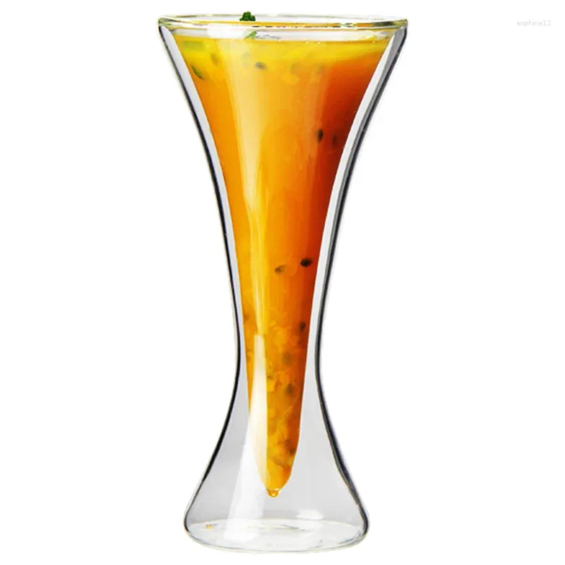 Винные бокалы бара с кофейной чашкой с двойным слоем стакан чистый коктейльный коктейльный соломенные чашки соломы молока