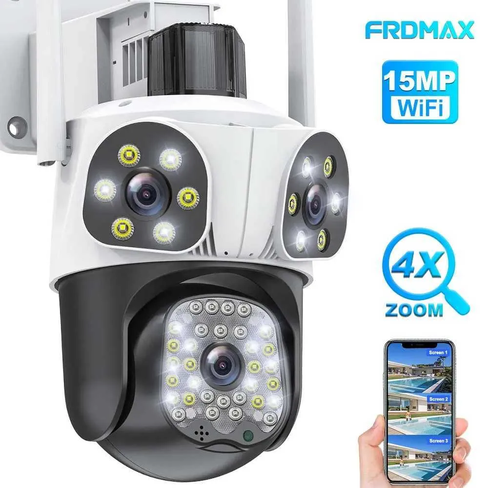 Cámaras IP de 8k 15MP Cámara Wifi Outdoor Tres lentes Cámara de seguridad AI Tracking PTZ 8MP Cam Security Protección de seguridad Cámaras de vigilancia Wifi 24413