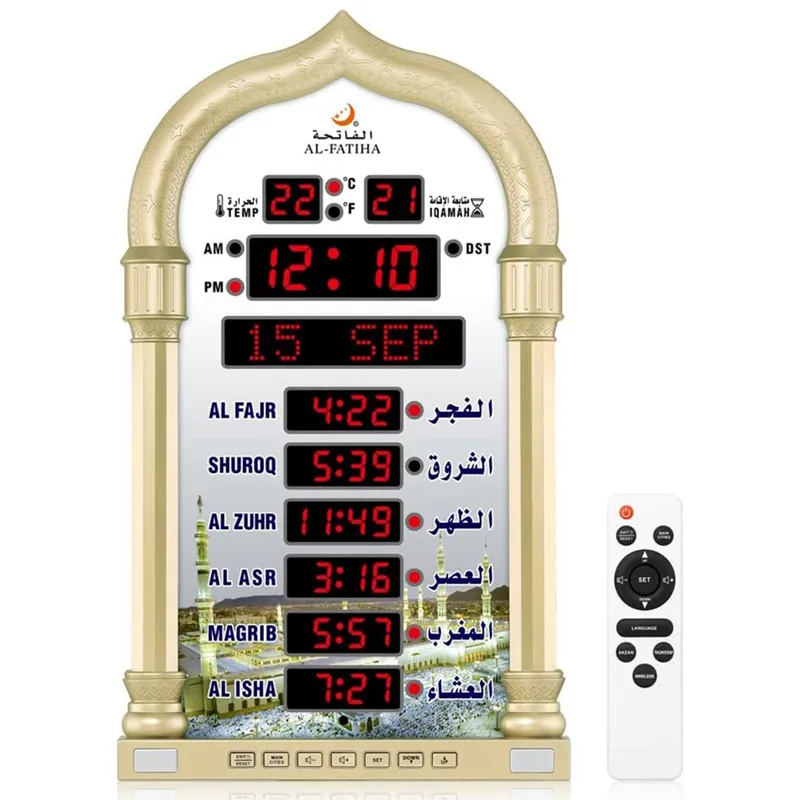 Groß sparen beim Kauf von Muslimische Azanuhr Azan Clock LED Muslim Prayer Clock Read Home/Office/Mosque Digital Azan Clock Athan Wall Clock 1Set in