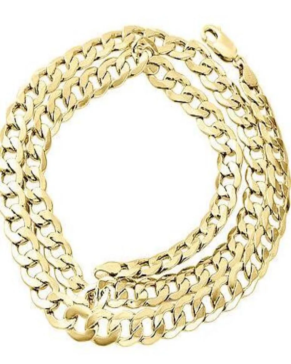 Mens Real 10K Yellow Gold Hollow Cuban Curb Link Chain Necklace 8mm 24 Inch6433356