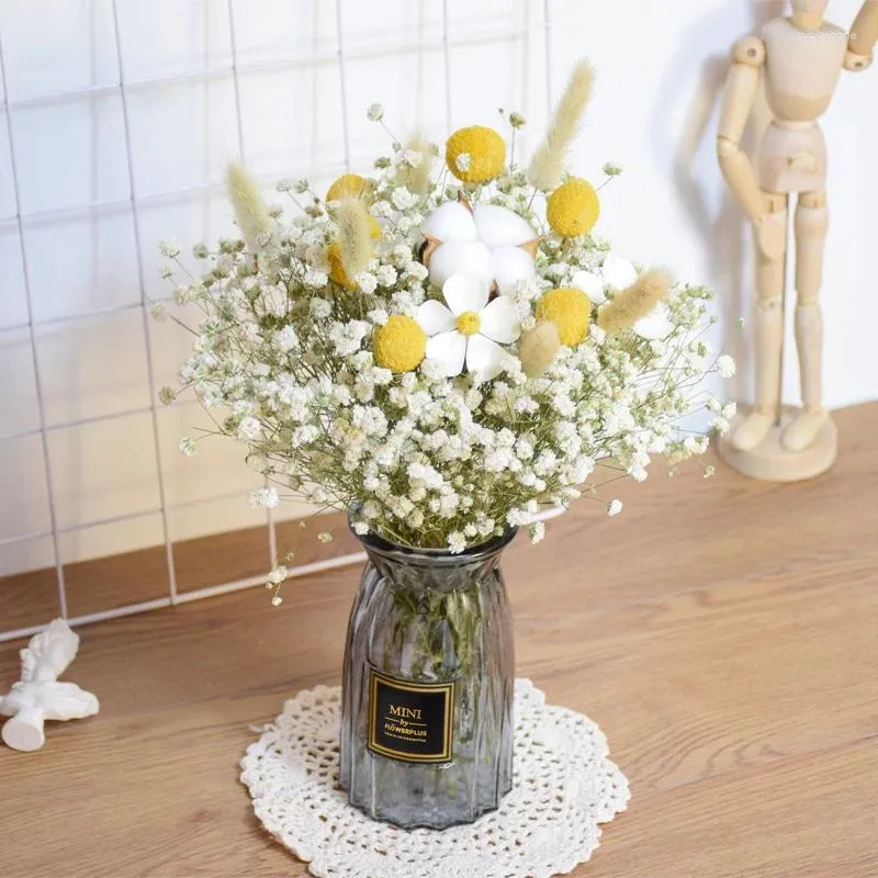 Flores decorativas Os bebês de algodão respirarem Billy Ball Tail Natural Gypsophila Diy Buquês Floral Arranjo Decoração de Casa Decoração