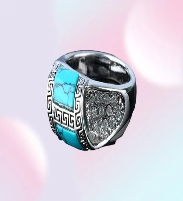Europa Silver Plating Inlay Turquoise Ring Vintage Rings Mix Grootte 161944255607827719