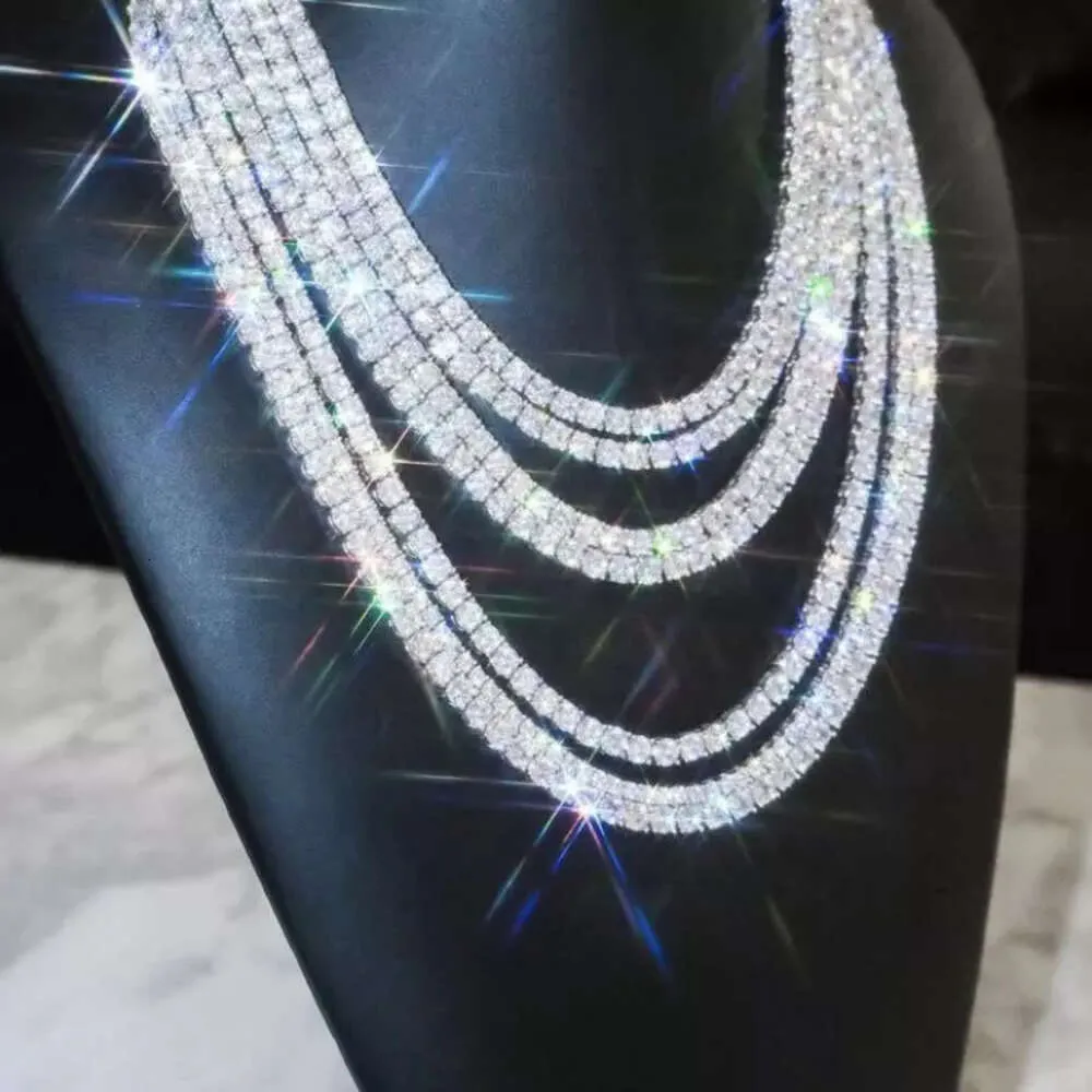 Preço de atacado em estoque de esterlina Sier Tennis Chain 2mm-5mm VVS Colar Moissanite para jóias finas