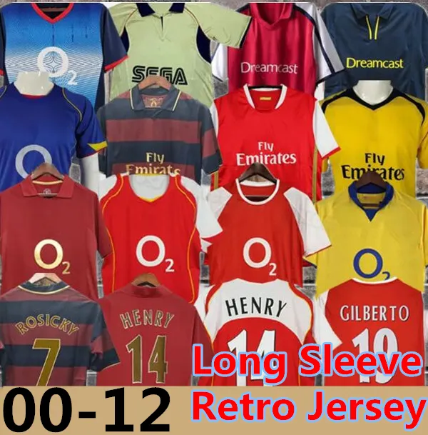 Gunners Henry Retro Soccer Jerseys Highbury Pires Reyes Bergkamp Adams Persie V. Persie Vintage Classic 00 02 01 05 06 07 08 11 12 03 04 11 12 Voetbalkshirt met lange mouwen