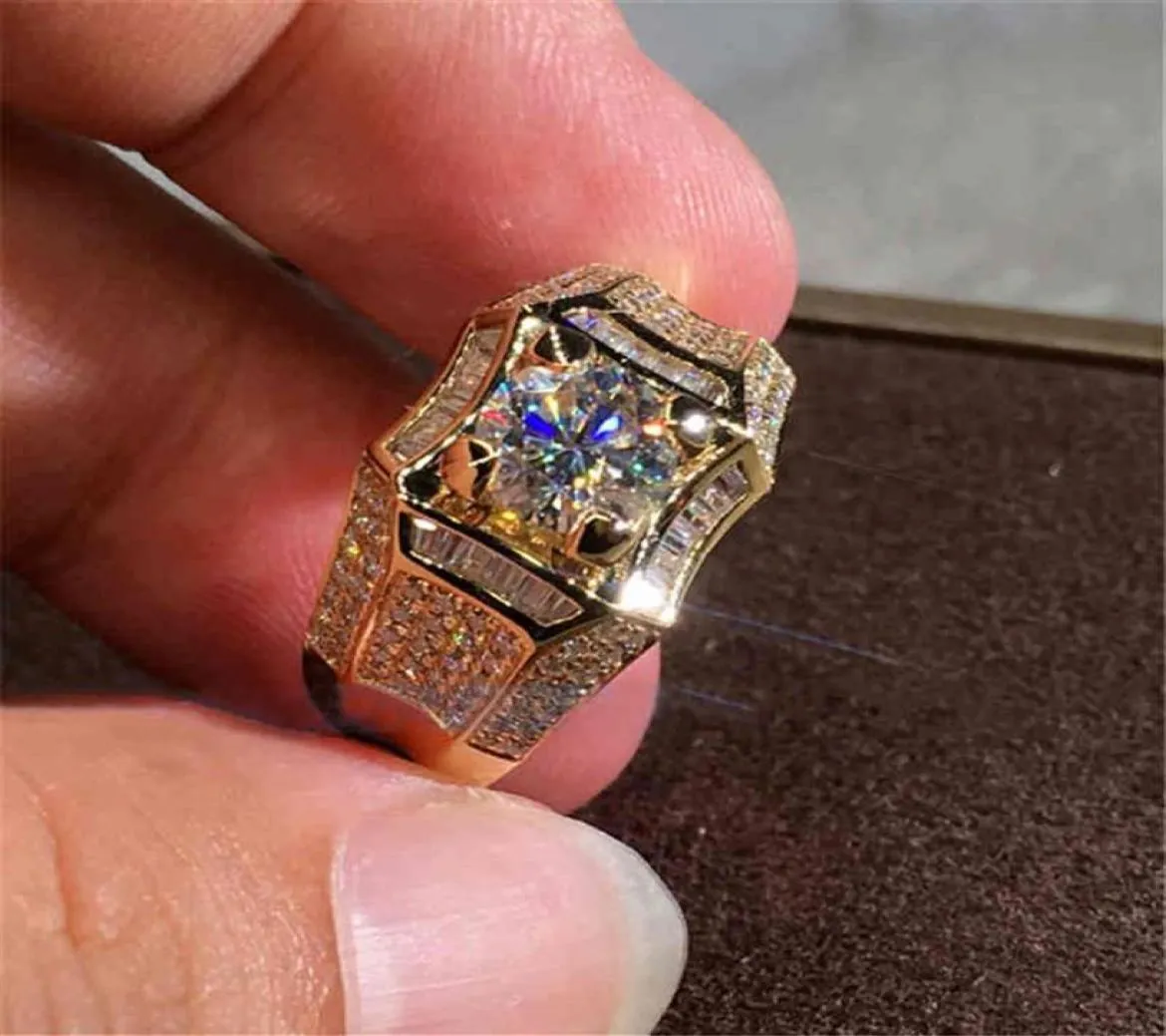 14K GOUD 3 karaat diamanten ring voor mannen rock 14k gouden sieraden anillo esmaltado zilver 925 sieraden bague diamant bizuteria ringen lj24496238
