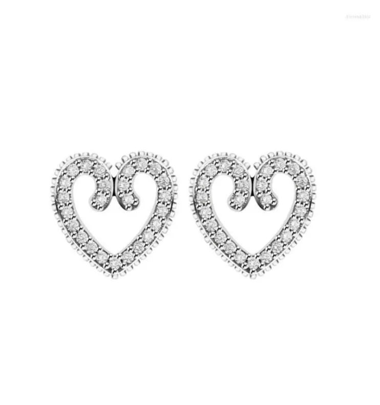 Boucles d'oreilles Authentiques 925 argent sterling pour les femmes Swirls Clear Cz Engagement Mariage Gift Original Brinry Brincos3838457