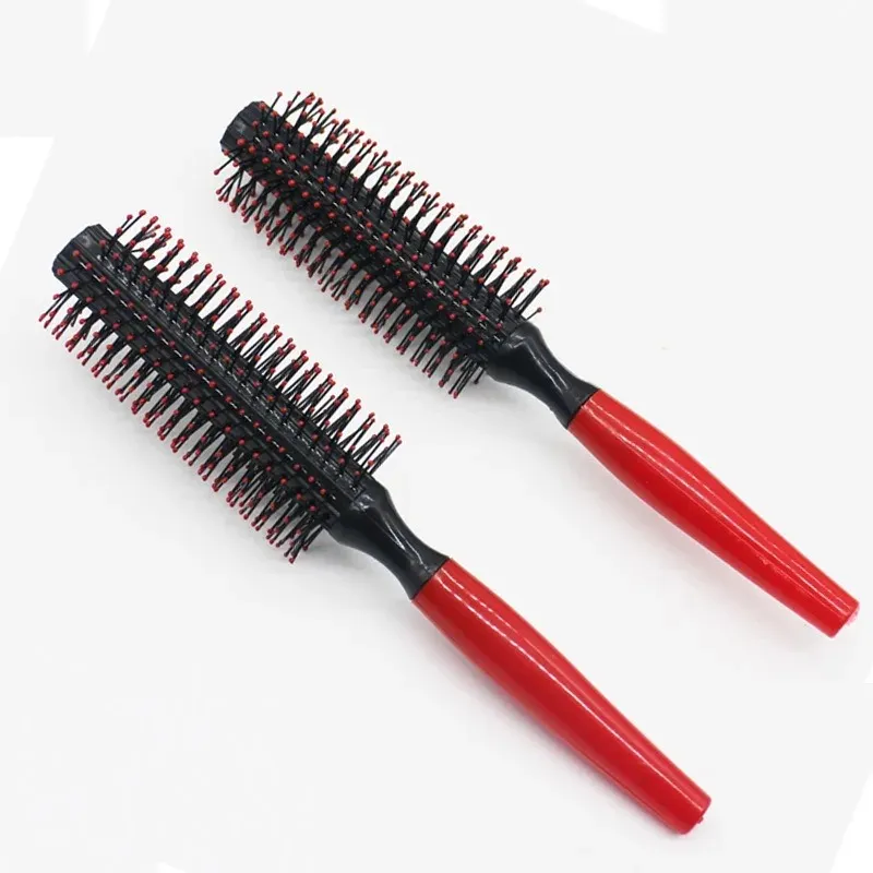 2024 Rollpinsel Haar Kamm rotes Griff Round Welly Locky Styling Care Curling Beauty Profession Friseur Salon Styling -Werkzeuge für Rollbürsten Haare