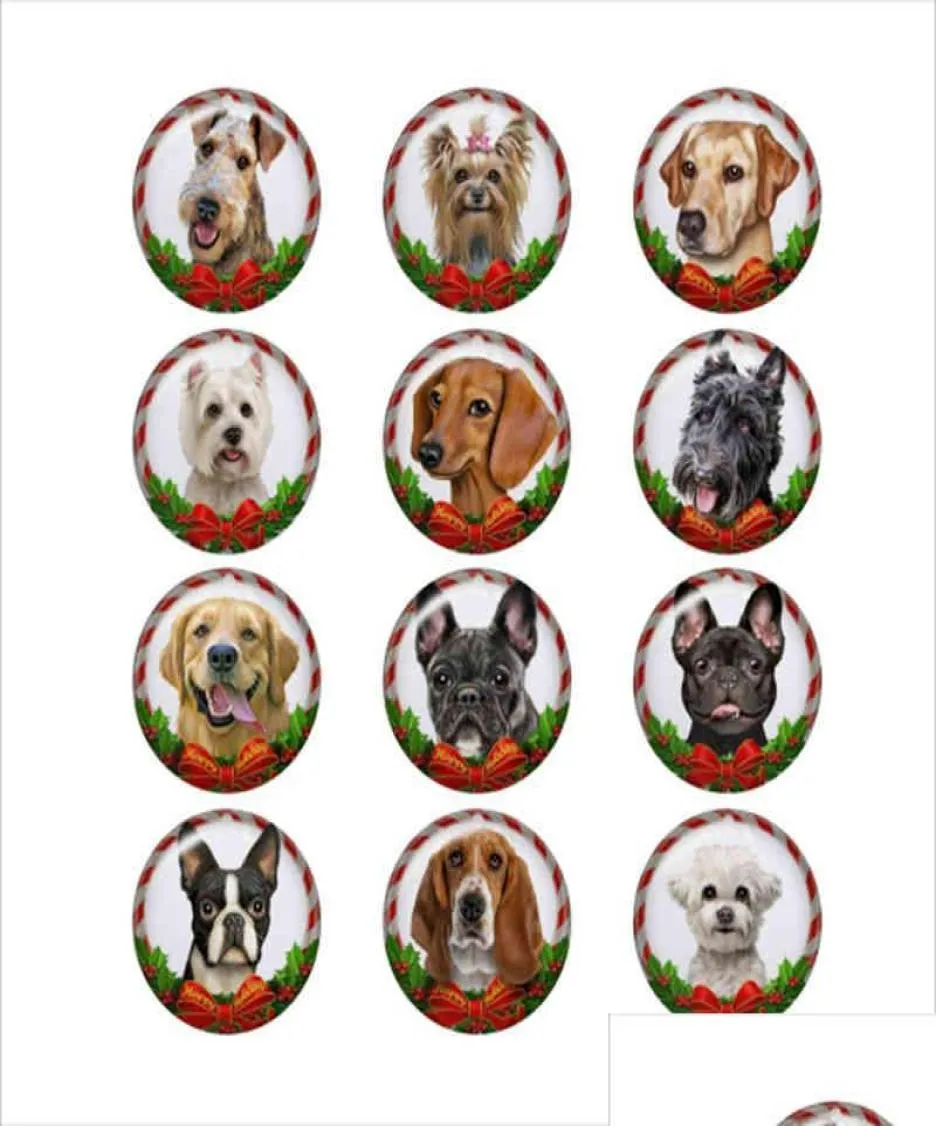 Charms blandat glas semester julhund för diy 18mm knapp snap armband halsband smycken droppleverans 2022 fynd komponenter2619705