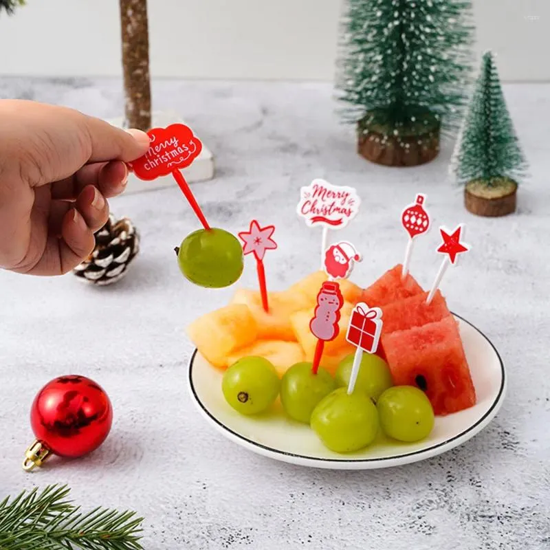 Forks Wesołych Świąt Animal Fruit Fork klasa plastikowa mini kreskówka ciasto dla dzieci Bento Dekoracja przyjęcia na lunch