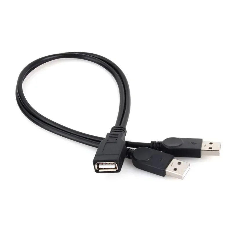 USB 2.0 Kablo 1 Erkek ila 2 Çift USB Dişi Veri Hub Güç Adaptörü Y SPRITTER USB Şarj Güç Kablosu Uzatma Kablosu