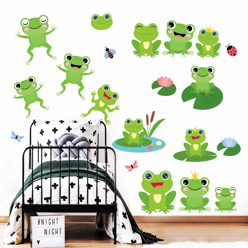Decoración De La Pared: Calcomanías De Pared De Rana De Rana De 4 Hojas  Adorables Calcomanías Adhesivas Para Salas De Juegos Para Niños De 4,98 € |  DHgate, image size:1002x1002