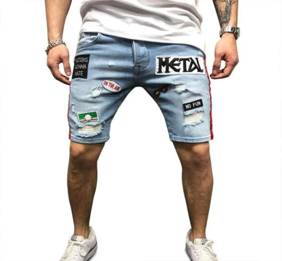 Men jeans shorts shorts mode zomers borduurwerk patch distressed denim shorts heren kleding mode streetwear aziatische size42214571077334