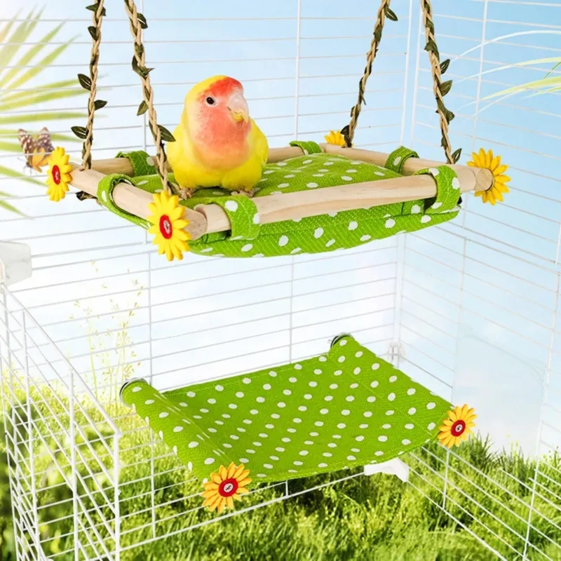 View of Winter Parrot Hammock cage bed - Hangable Platform for Habitat Protection