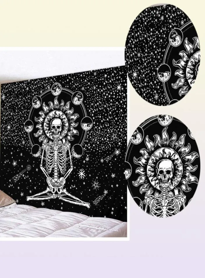 Cammitever Skull Yoga Tapestry Travel Sleeping Tel Polyester tela esqueleto de pared estampada Tapestry 2106096906516