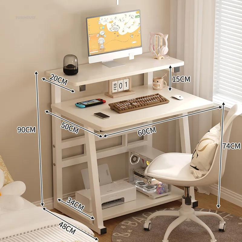 Minimalist Nordic Computer Desks Single Double layer Study Table for Small Space