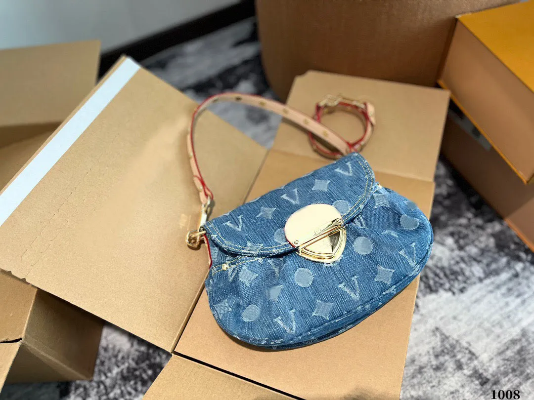 Hoogwaardige denim ingot tassen onderarm tassen mode canvas designer tas tas tas schouder cross body pakket avondpakketten portemonnee portemonnee m46829