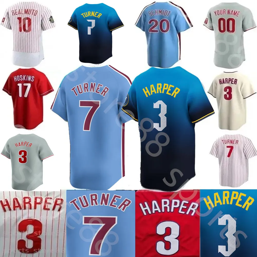 2024 Özel S-4XL 3 Bryce Harpe Jersey 7 Trea Turner 17 Rhys Hoskins 10 JT Realmuto Erkek Gençlik Herhangi Bir Adı 5 Stott 28 Bohm 8 Castellanos Forma Dikişli